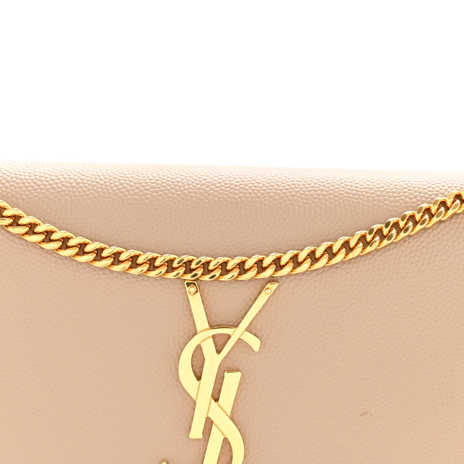 Saint Laurent Grain De Poudre Monogram Uptown Chain Wallet Taupe 9 of 14