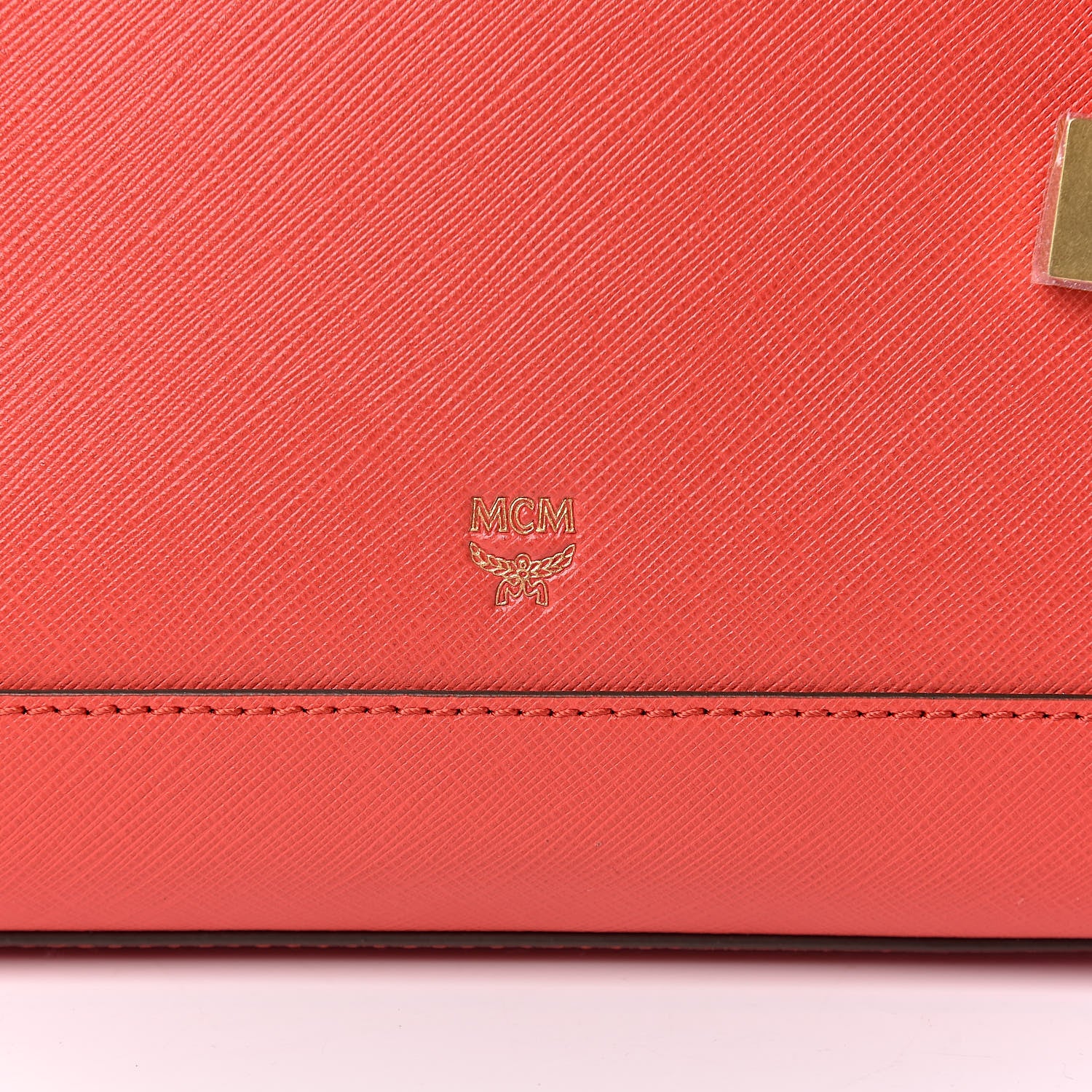 MCM Saffiano Nuovo Tote Hot Coral 10 of 10