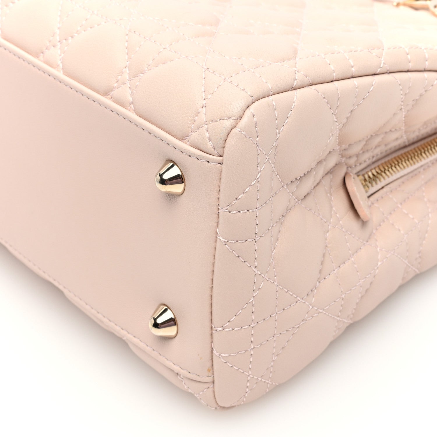Christian Dior Lambskin Cannage Small Dior Soft Zipped Shopping Tote Light Pink 12 of 13