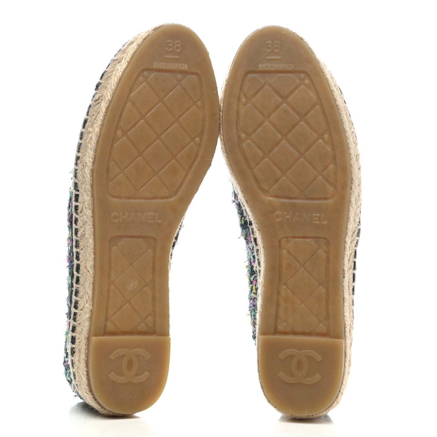 Tweed CC Espadrilles 38 Turquoise Multicolor