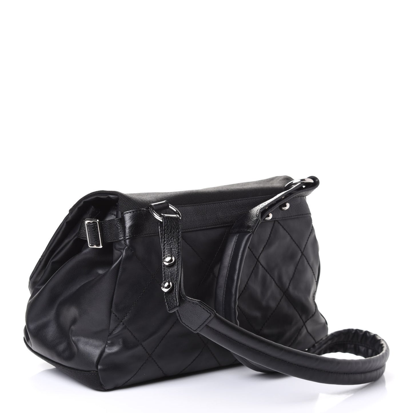 Coated Canvas Paris Biarritz Messenger Flap Black