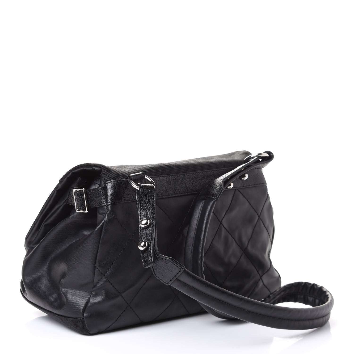 Chanel Coated Canvas Paris Biarritz Messenger Flap Black 2 of 5