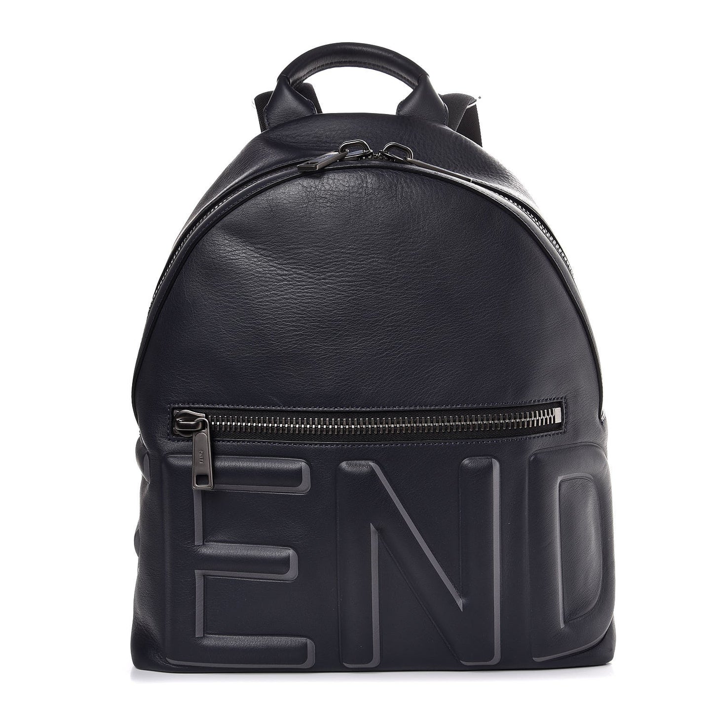 Calfskin Logo Embossed Backpack Night Blue