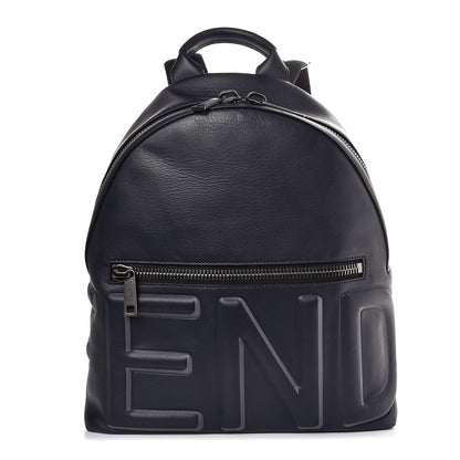 Fendi Calfskin Logo Embossed Backpack Night Blue 1 of 7