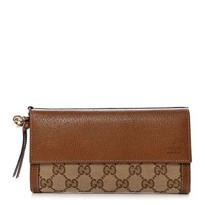 Gucci Calfskin GG Supreme Monogram Continental Wallet Beige Ebony 1 of 11