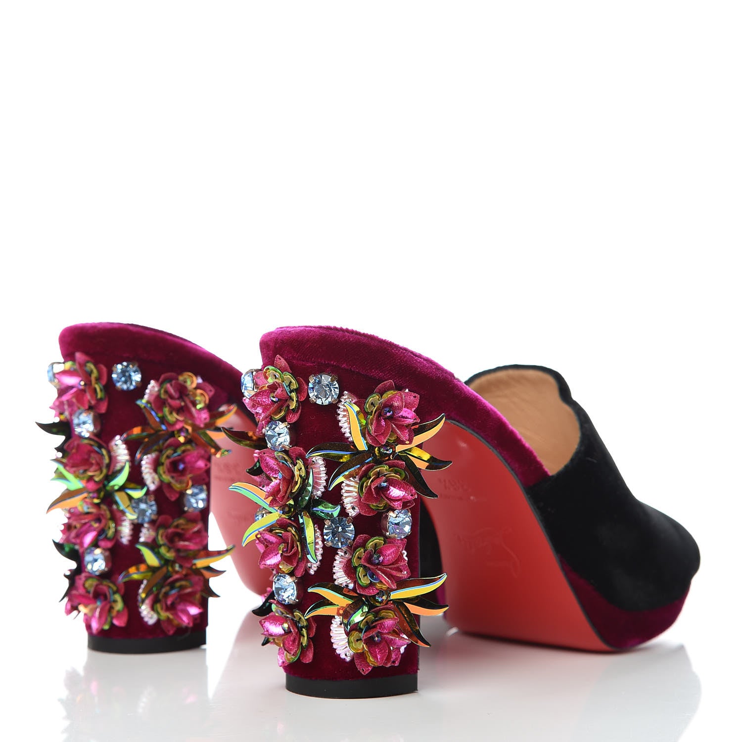Christian Louboutin Velvet Donaflor 100 Platform Slide Sandals 36.5 Figue 4 of 9
