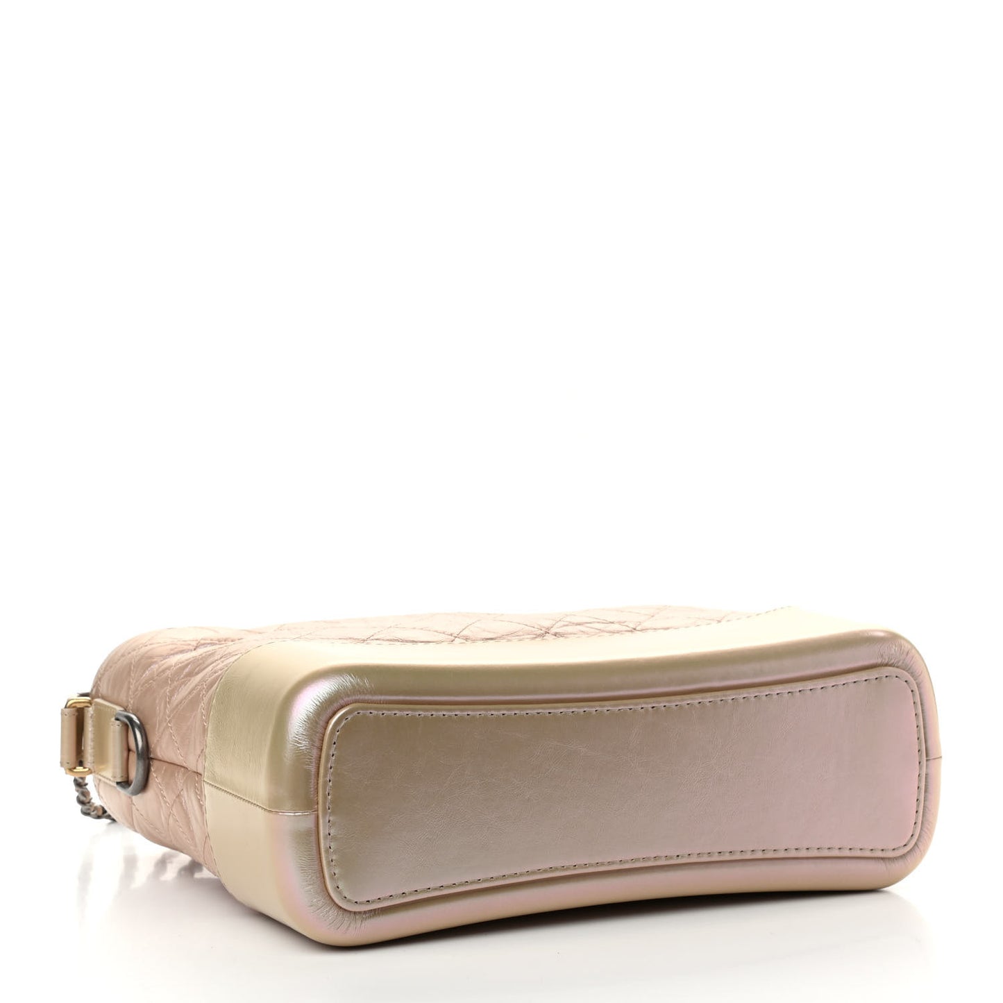 Iridescent Aged Calfskin Quilted Medium Gabrielle Hobo Light Pink