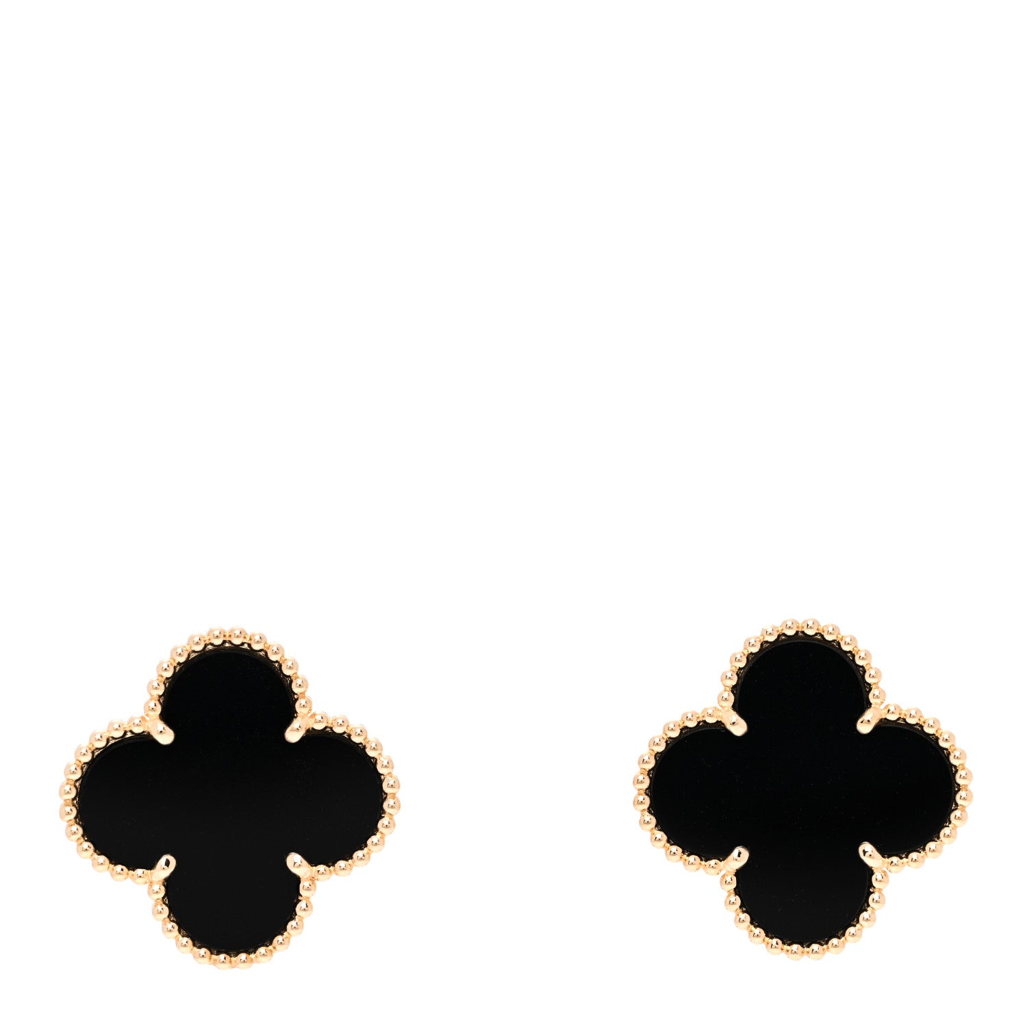 Van Cleef & Arpels 18k Yellow Gold Black Onyx Magic Alhambra Earrings 1 of 5