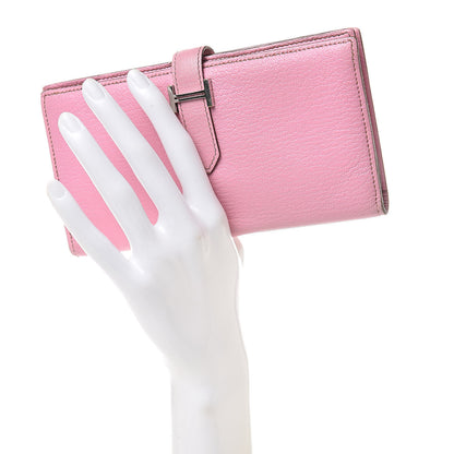 Hermes Chevre Mysore Bearn Gusset Wallet 5P Pink 2 of 12