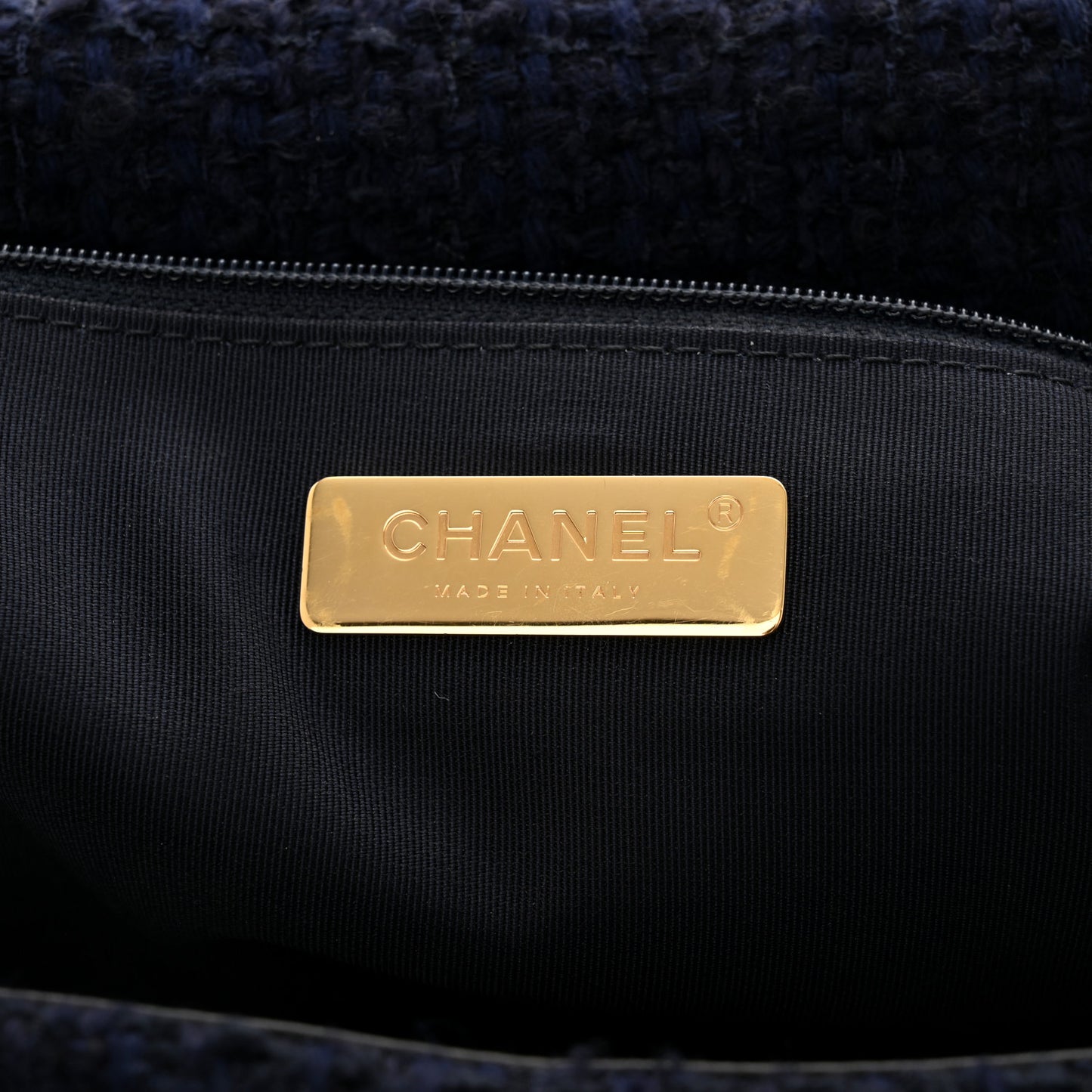 Tweed Quilted Maxi Chanel 19 Flap Navy
