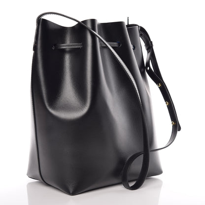 Mansur Gavriel Vegetable Tanned Calfskin Bucket Bag Black Royal 4 of 13