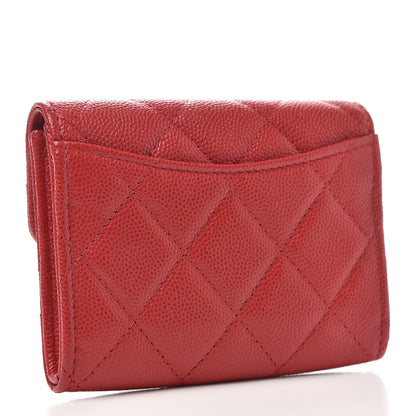 Chanel Caviar Quilted Flap Card Holder Wallet Red 3 of 10