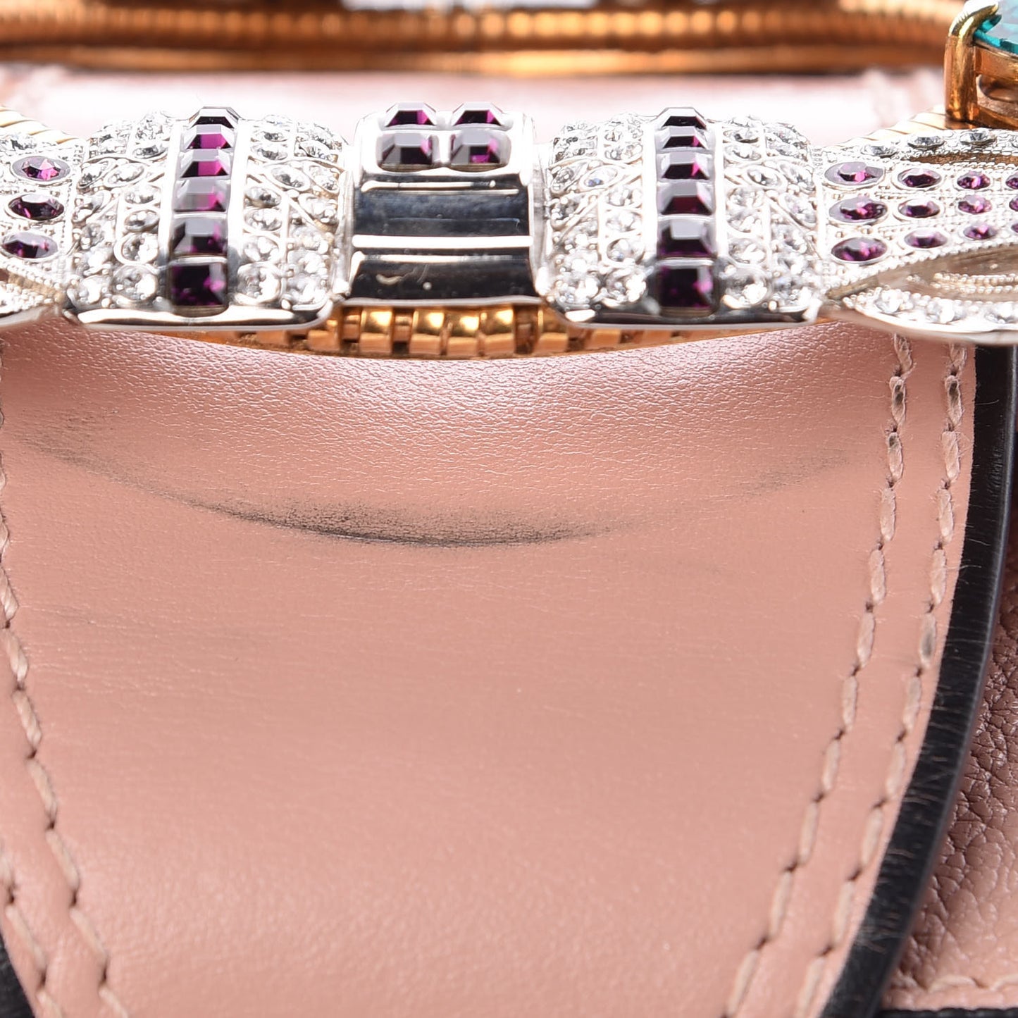 Goatskin Madras Soft Calfskin Crystal Embellished Shoulder Bag Orchidea