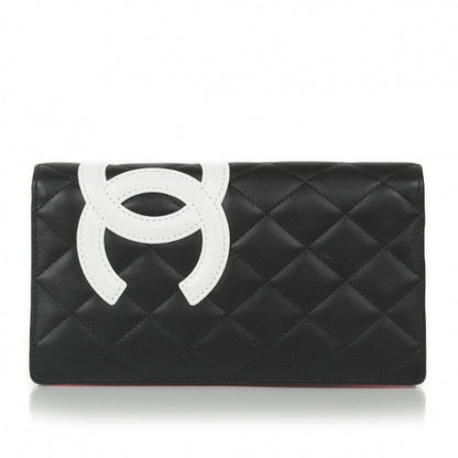 Chanel Calfskin Quilted Cambon Yen Wallet Black White 1 of 12