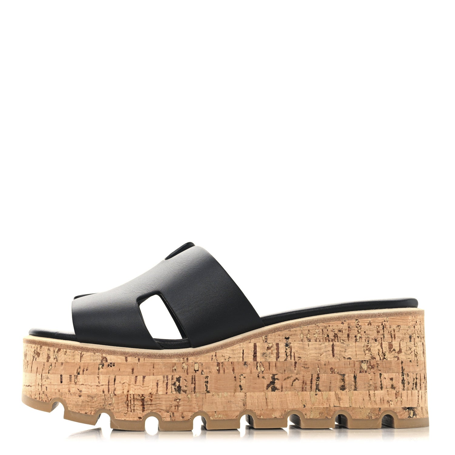 Hermes Calfskin Cork Eze 30 Sandals 36 Black 1 of 9