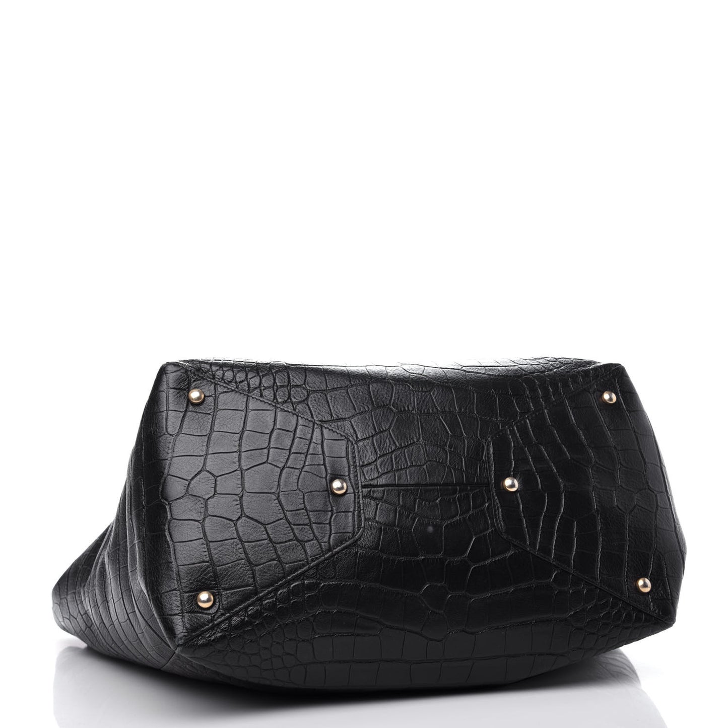 Calfskin Crocodile Embossed Large Cocodile Shopping Tote Black