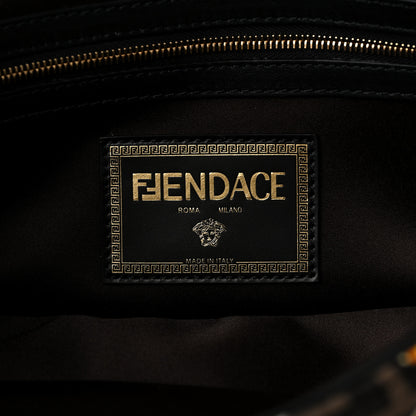 Fendi X VERSACE Silk Fendace FF Baroque Quilted Scarf Baguette Black Gold 6 of 8