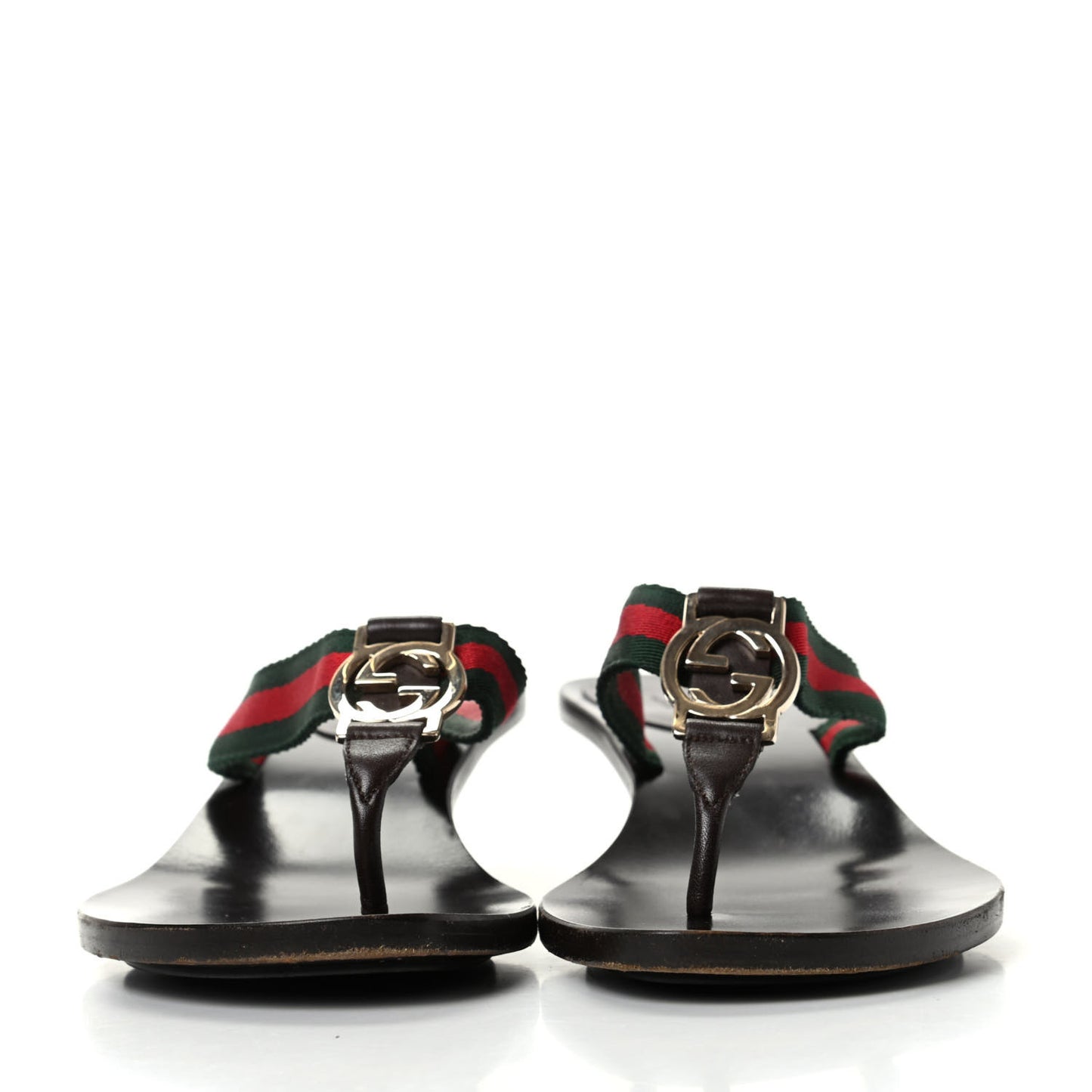 Nylon Calfskin Web Womens Thong Low Heel Sandals 6.5 Green Red Cocoa