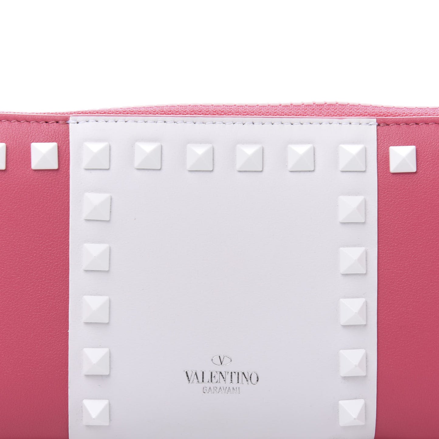 Vitello Colorblock Free Rockstud Zip Around Wallet Shadow Pink White