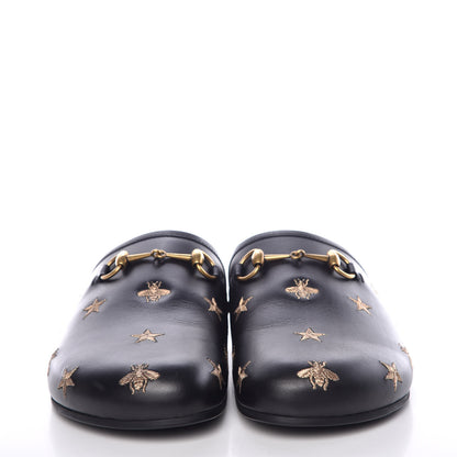 Gucci Calfskin Bee Star Embroidered Mens Horsebit River Slippers 12 Black 2 of 9