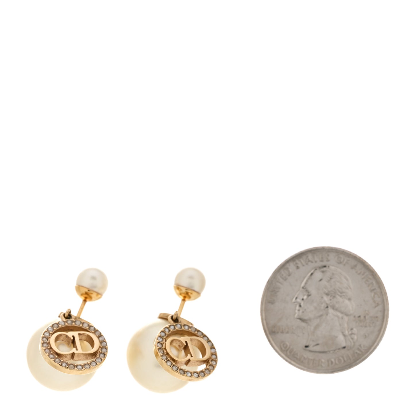 Pearl Crystal Dior Heart Tribales Drop Earrings Gold