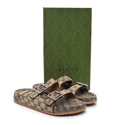 Gucci GG Monogram Lavaredo Eco Fabric Mens Slide Sandals With Straps 10 Beige Ebony Light Brown 10 of 10