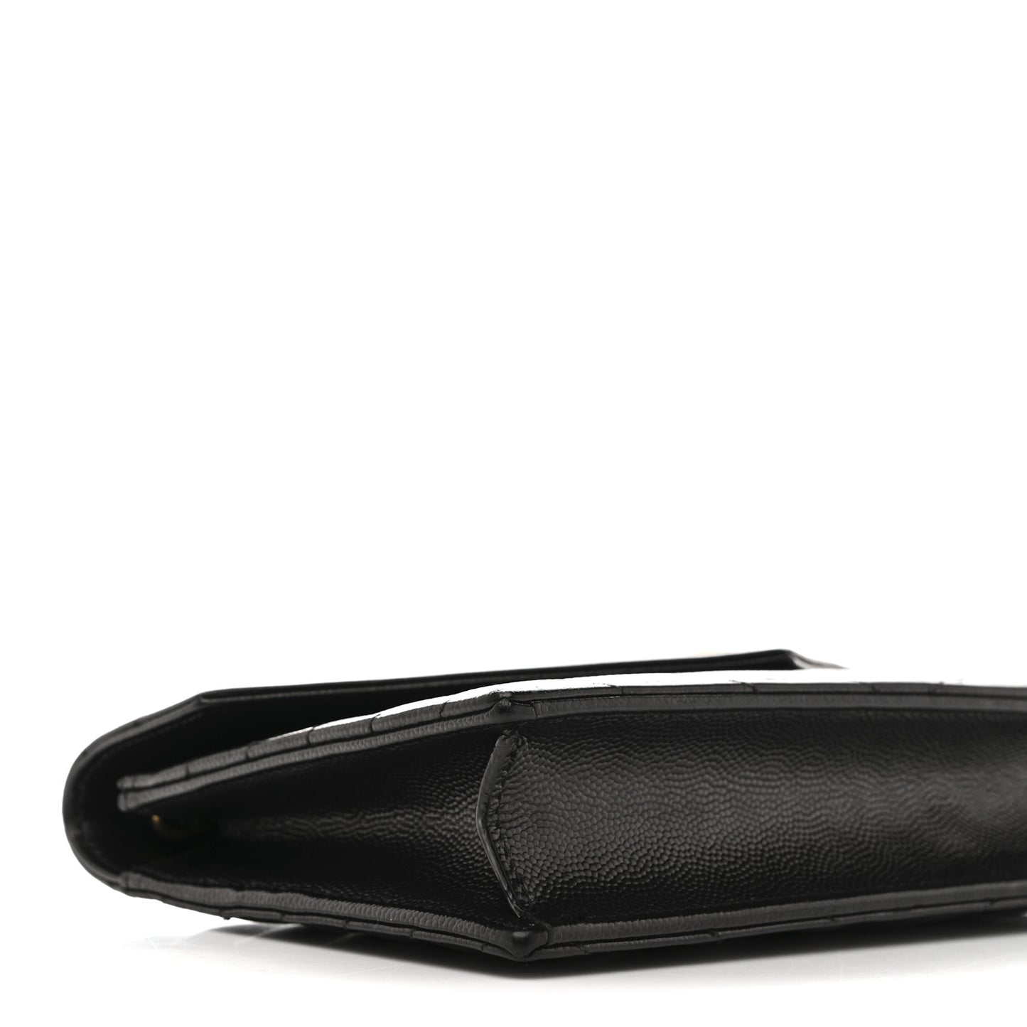 Grain De Poudre Matelasse Chevron Monogram Envelope Chain Wallet Black