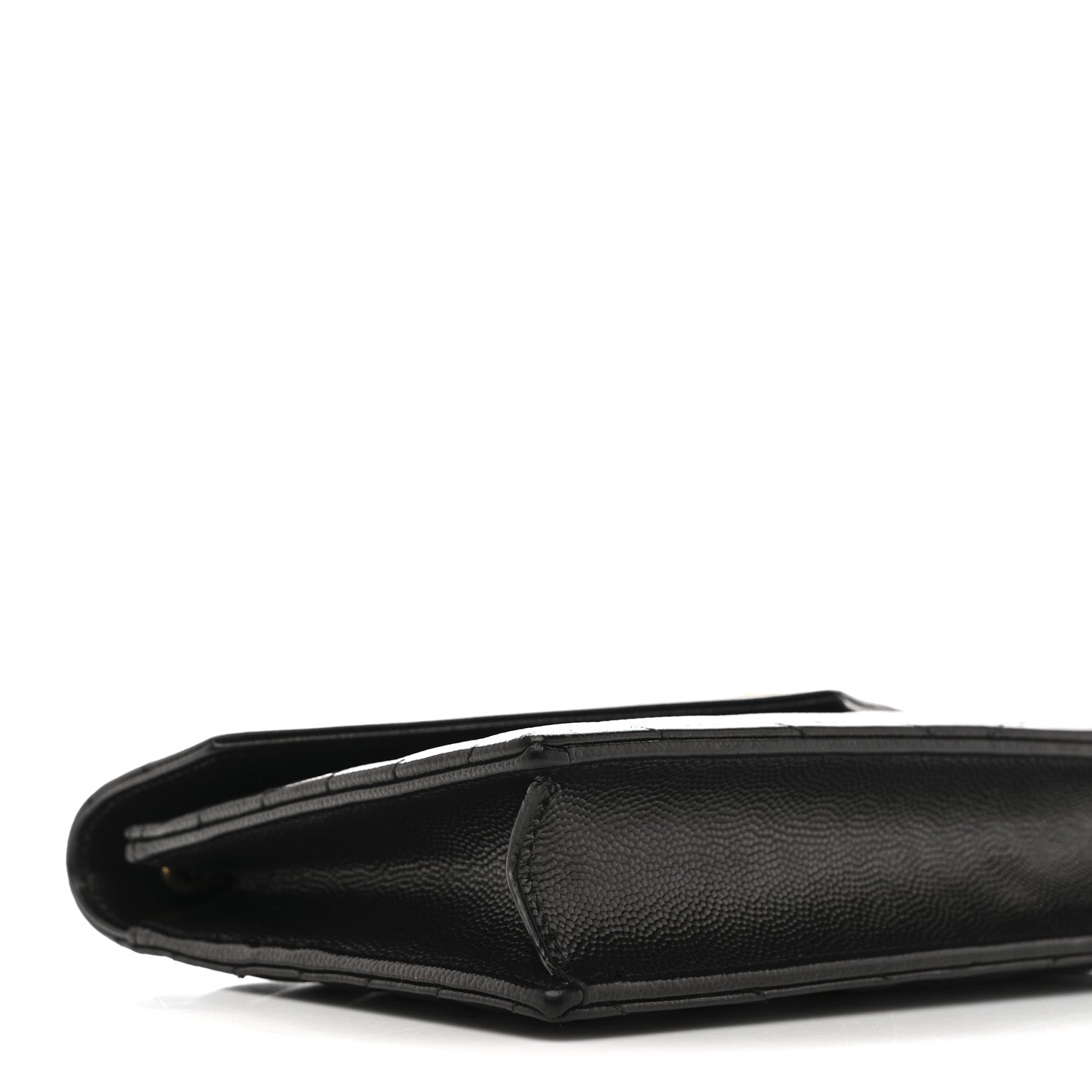 Saint Laurent Grain De Poudre Matelasse Chevron Monogram Envelope Chain Wallet Black 9 of 15