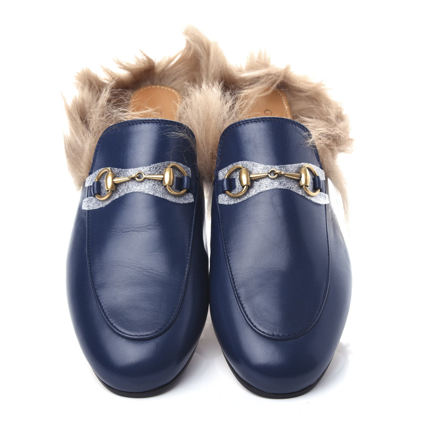 Malaga Kid Fur Womens Princetown Slippers 37 Blue Agata