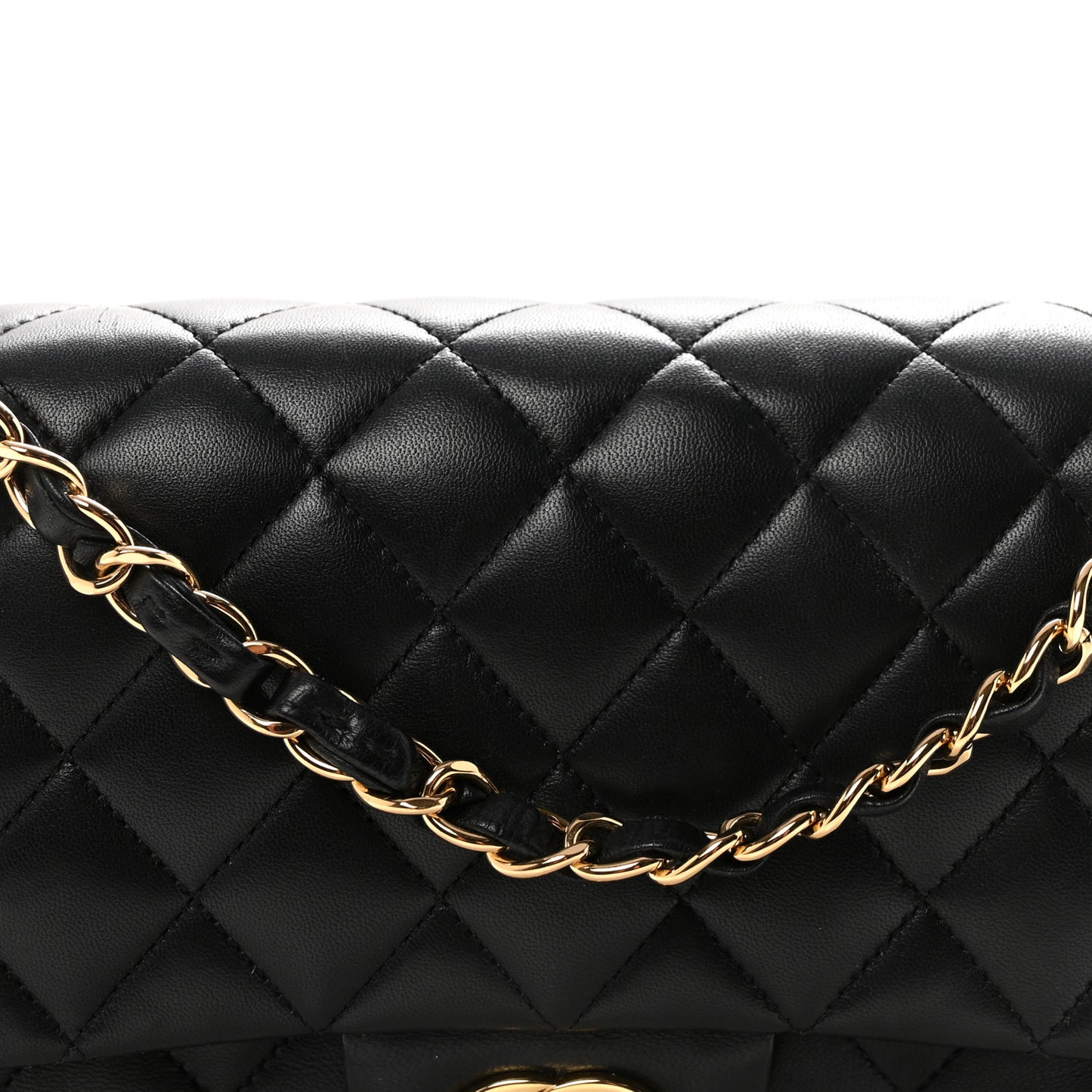 Lambskin Quilted Medium Double Flap Black