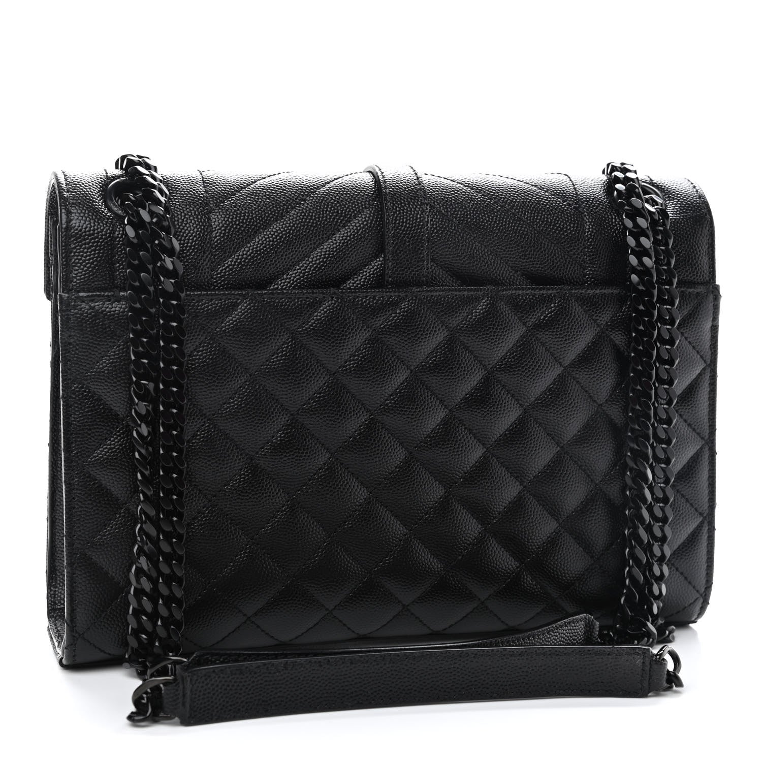 Saint Laurent Grain De Poudre Textured Mixed Matelasse Triquilt Medium Monogram Satchel Black 3 of 9