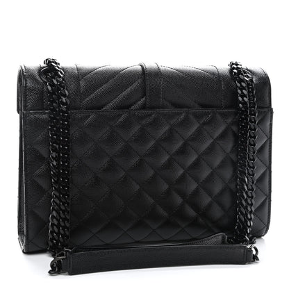 Saint Laurent Grain De Poudre Textured Mixed Matelasse Triquilt Medium Monogram Satchel Black 3 of 9