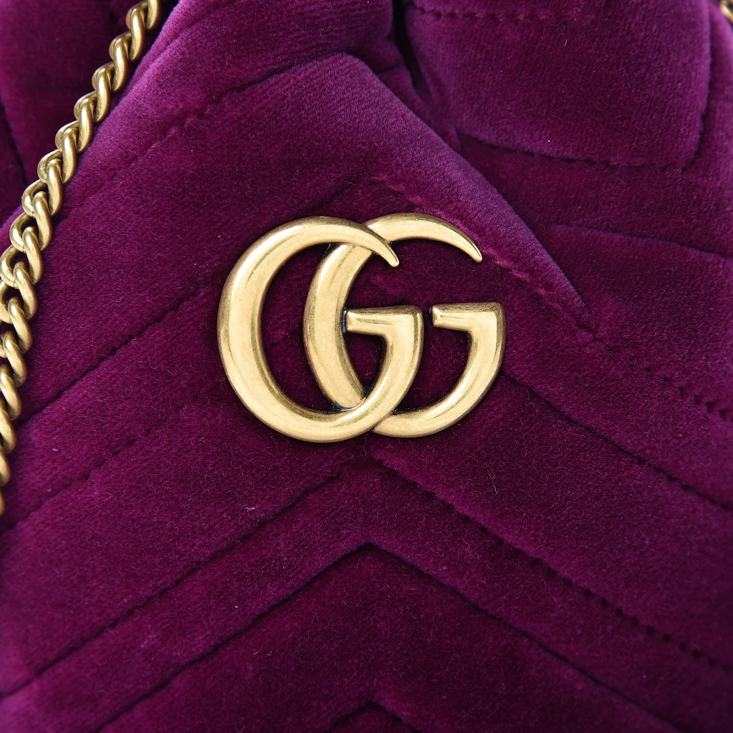 Gucci Velvet Matelasse Mini GG Marmont 2.0 Bucket Bag Fuchsia Violet Cyclamen 8 of 14