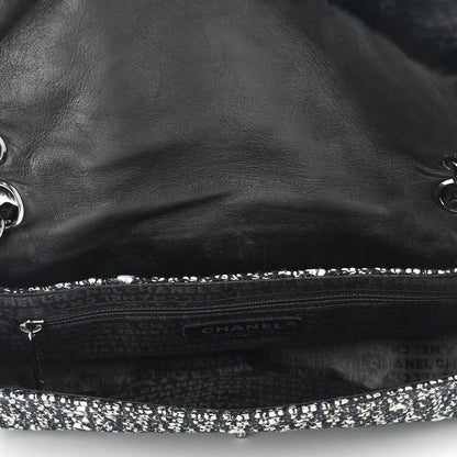 Chanel Rabbit Fur Tweed Lizard Small Fantasy Flap Black White 5 of 9