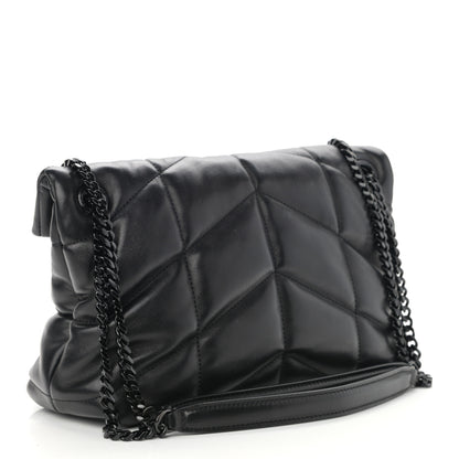 Saint Laurent Lambskin Quilted Small Loulou Puffer Monogram Chain Satchel Black 2 of 10