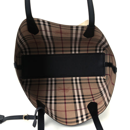 Burberry Grainy Calfskin Haymarket Check Small Reversible Tote Black 9 of 19