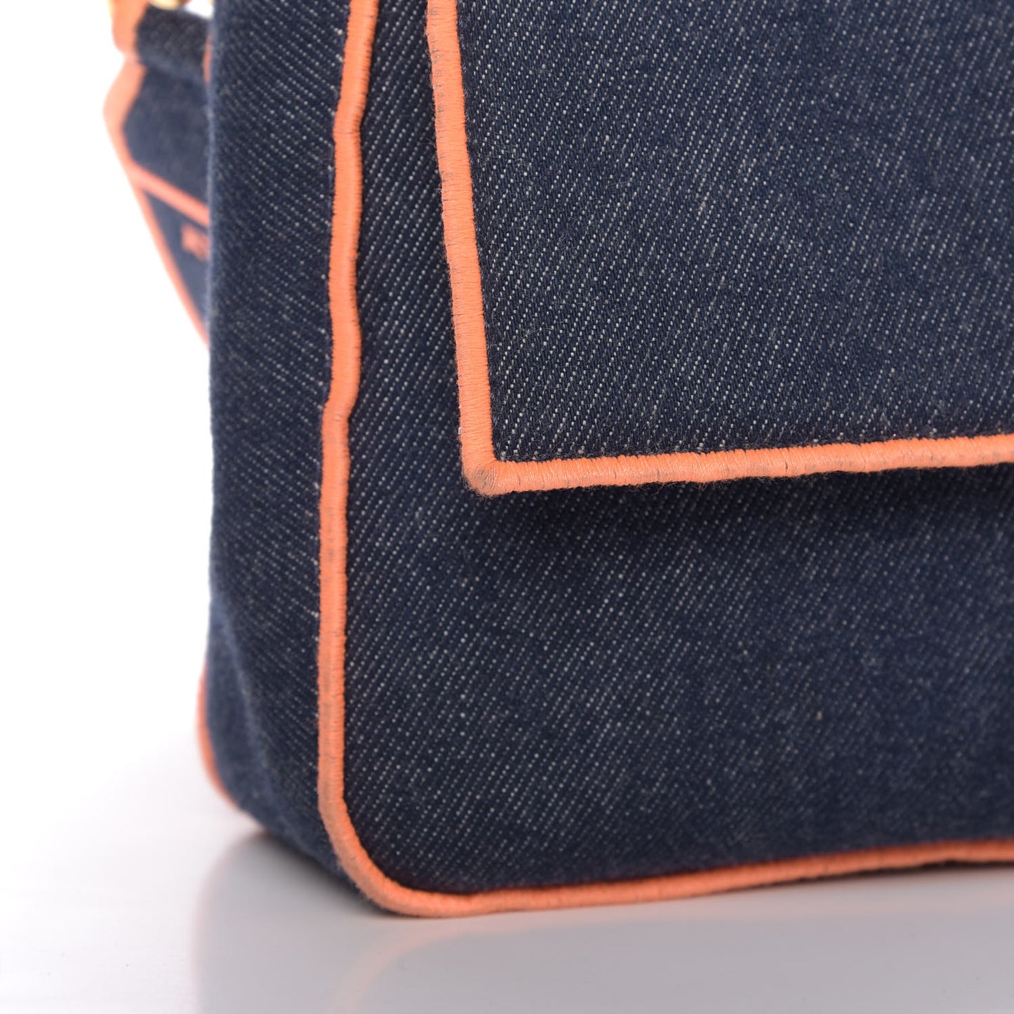 Denim Large Baguette Blue Arancio Fluo