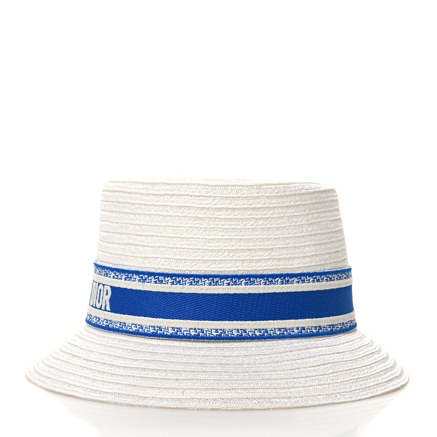 Straw Bucket Hat 59 White Blue