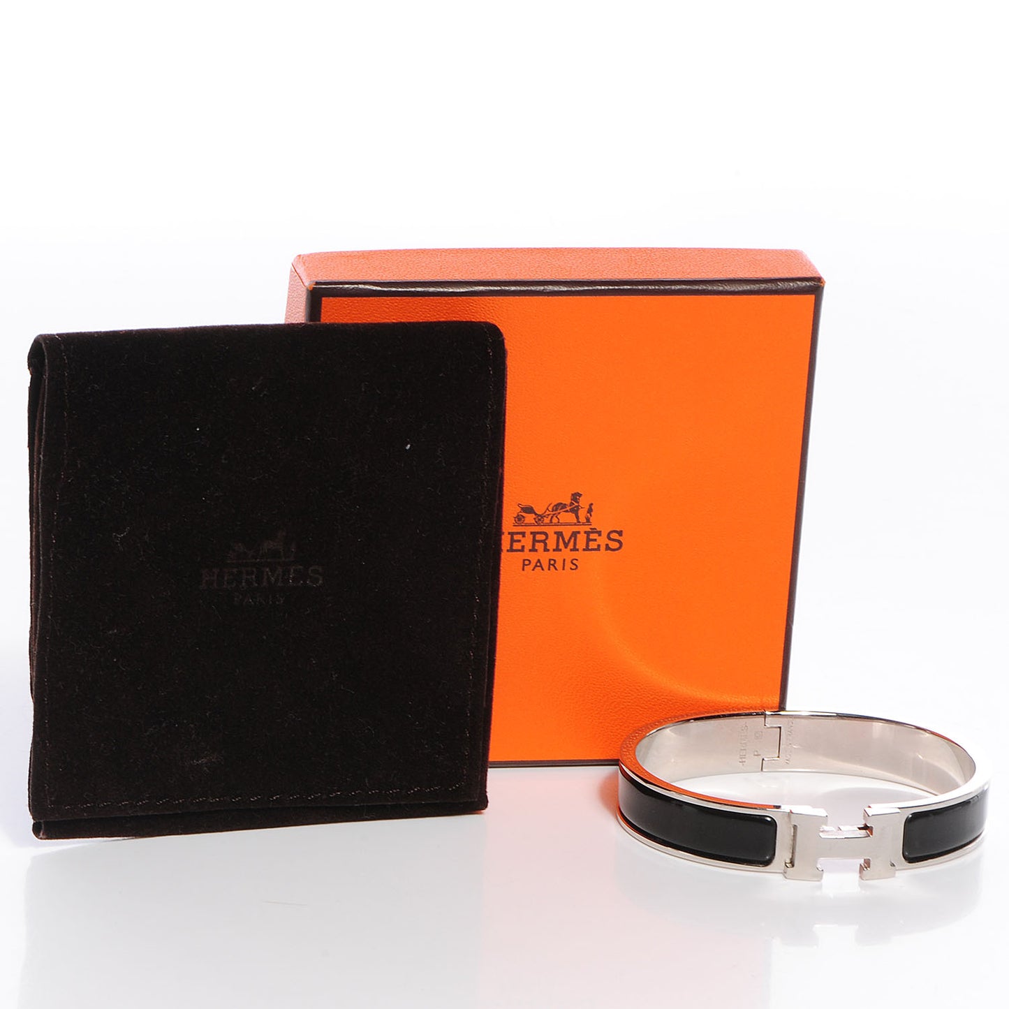 Enamel Narrow Clic Clac H Bracelet PM Black