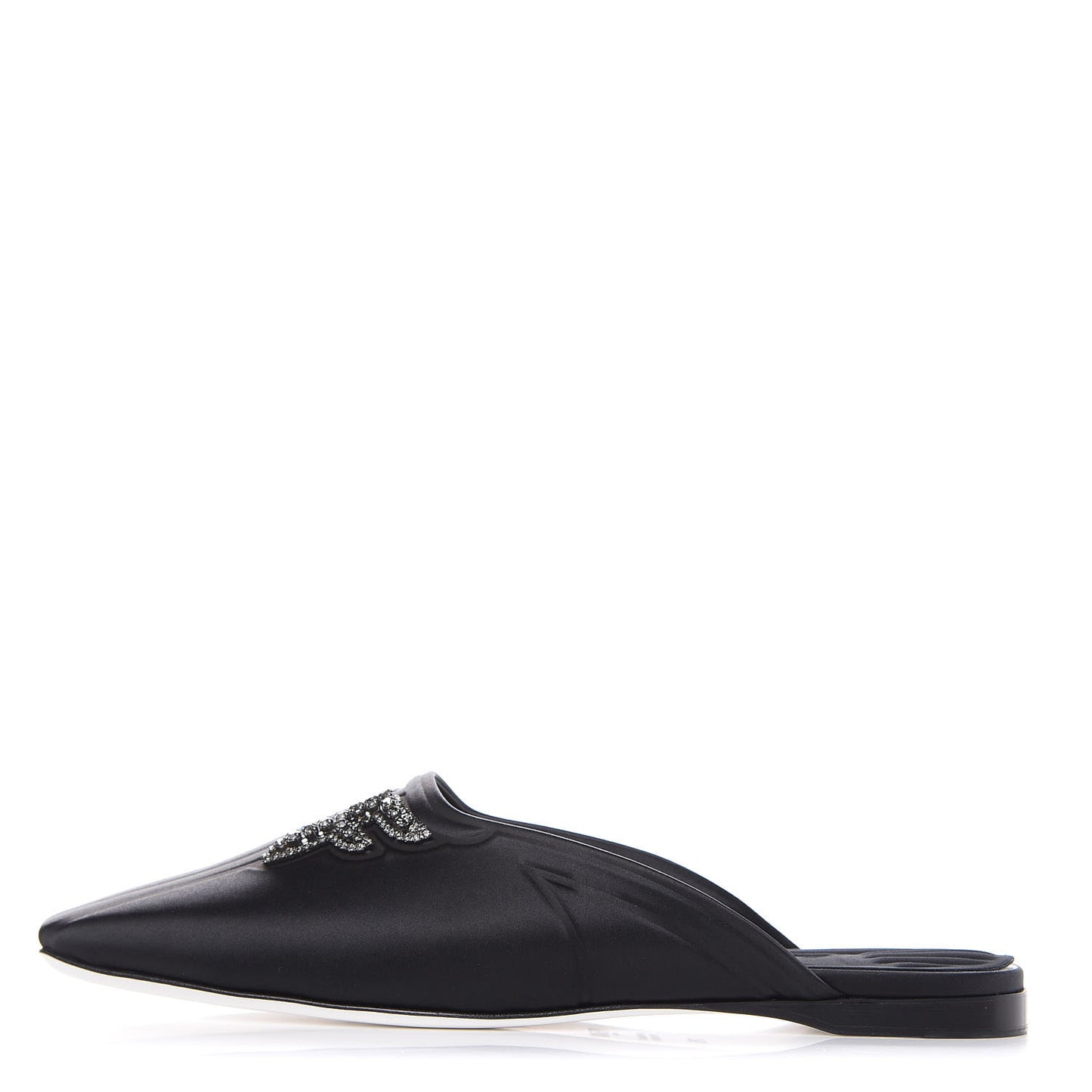 Satin Crystal FFreedom Flat Mules 37.5 Black