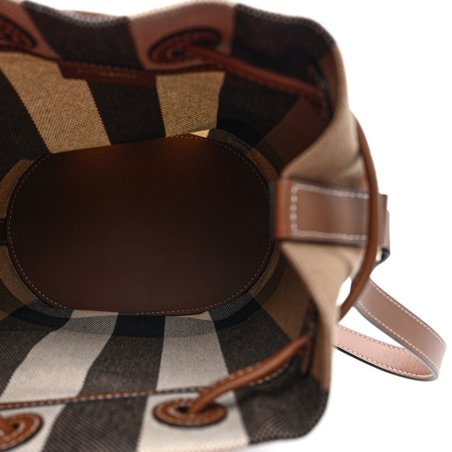 Burberry Giant Check Canvas Small Bucket Bag Taupe Brown 5 of 9