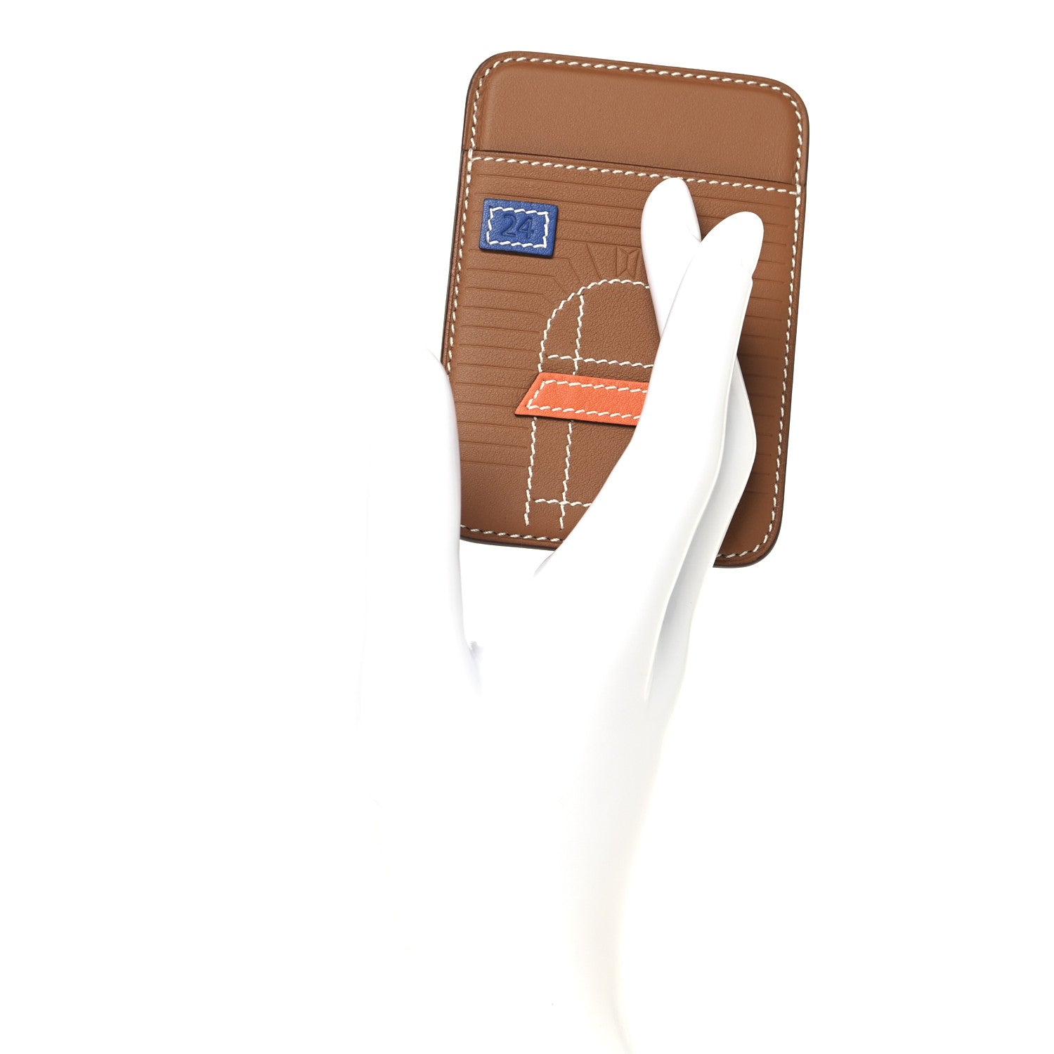 Hermes Swift Stitched Faubourg MagSafe Card Holder Gold Bleu De France Orange 2 of 6