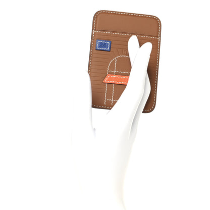 Hermes Swift Stitched Faubourg MagSafe Card Holder Gold Bleu De France Orange 2 of 6