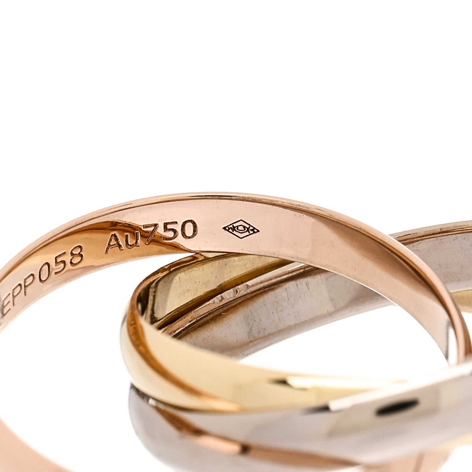 Cartier 18K Pink Yellow White Gold Small Trinity Ring 50 5.25 5 of 6