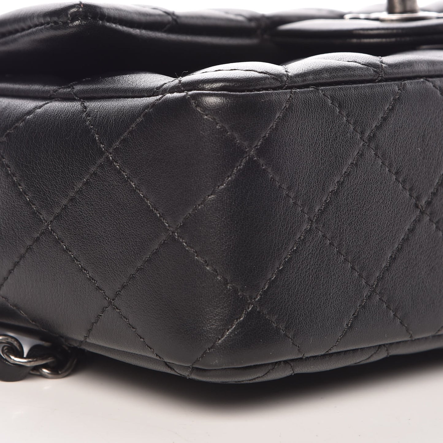 Lambskin Quilted Mini Rectangular Flap Black