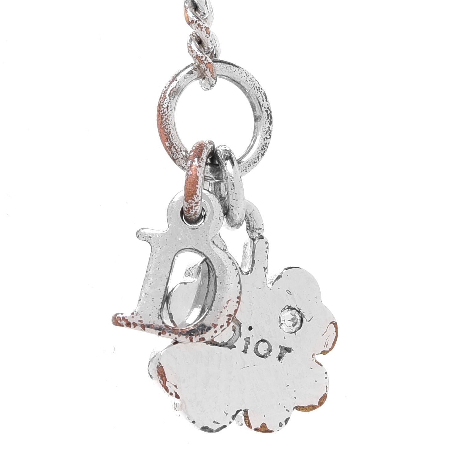 Christian Dior Crystal Logo Necklace Silver 6 of 7