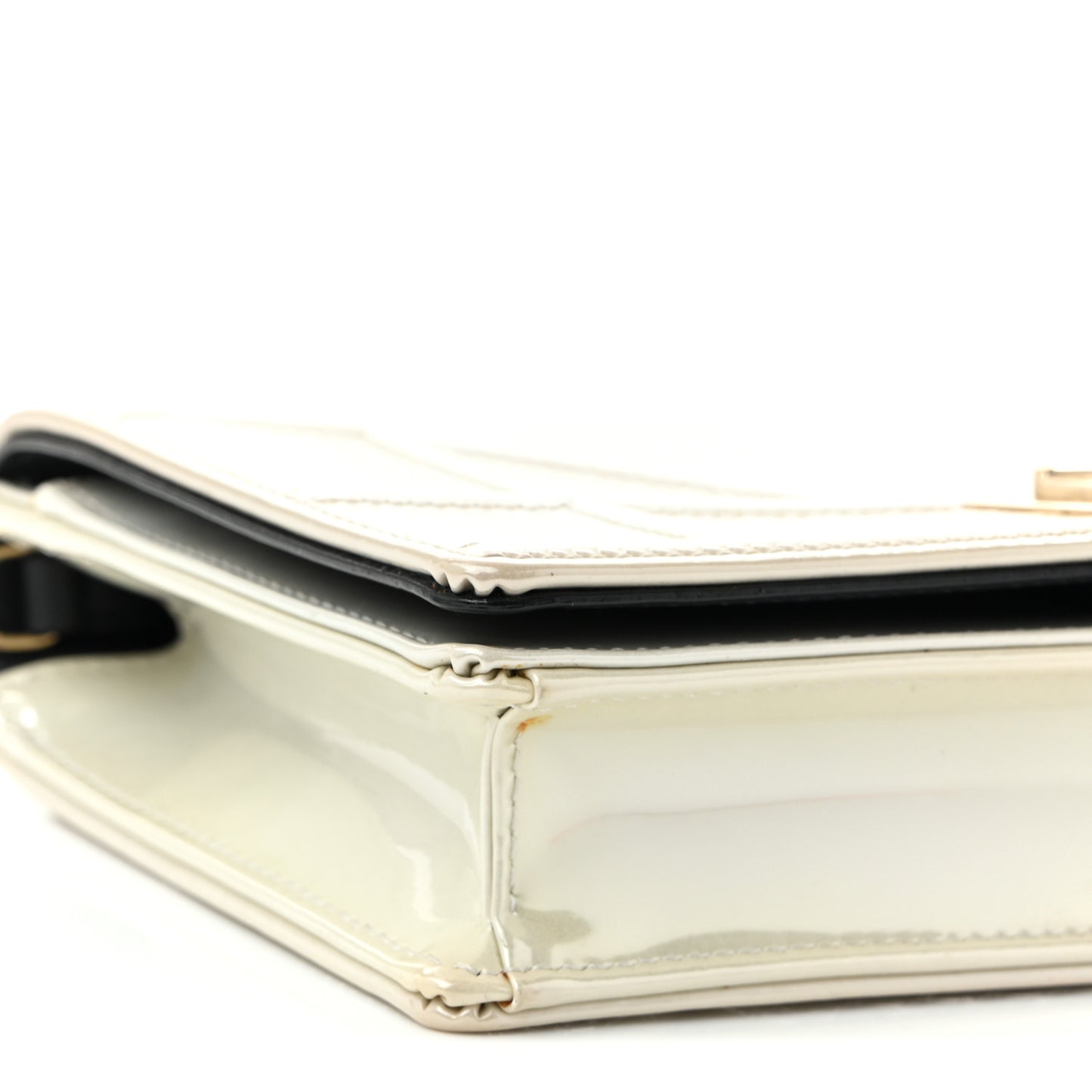 Patent Micro-Cannage Diorama Wallet on Chain Pouch White