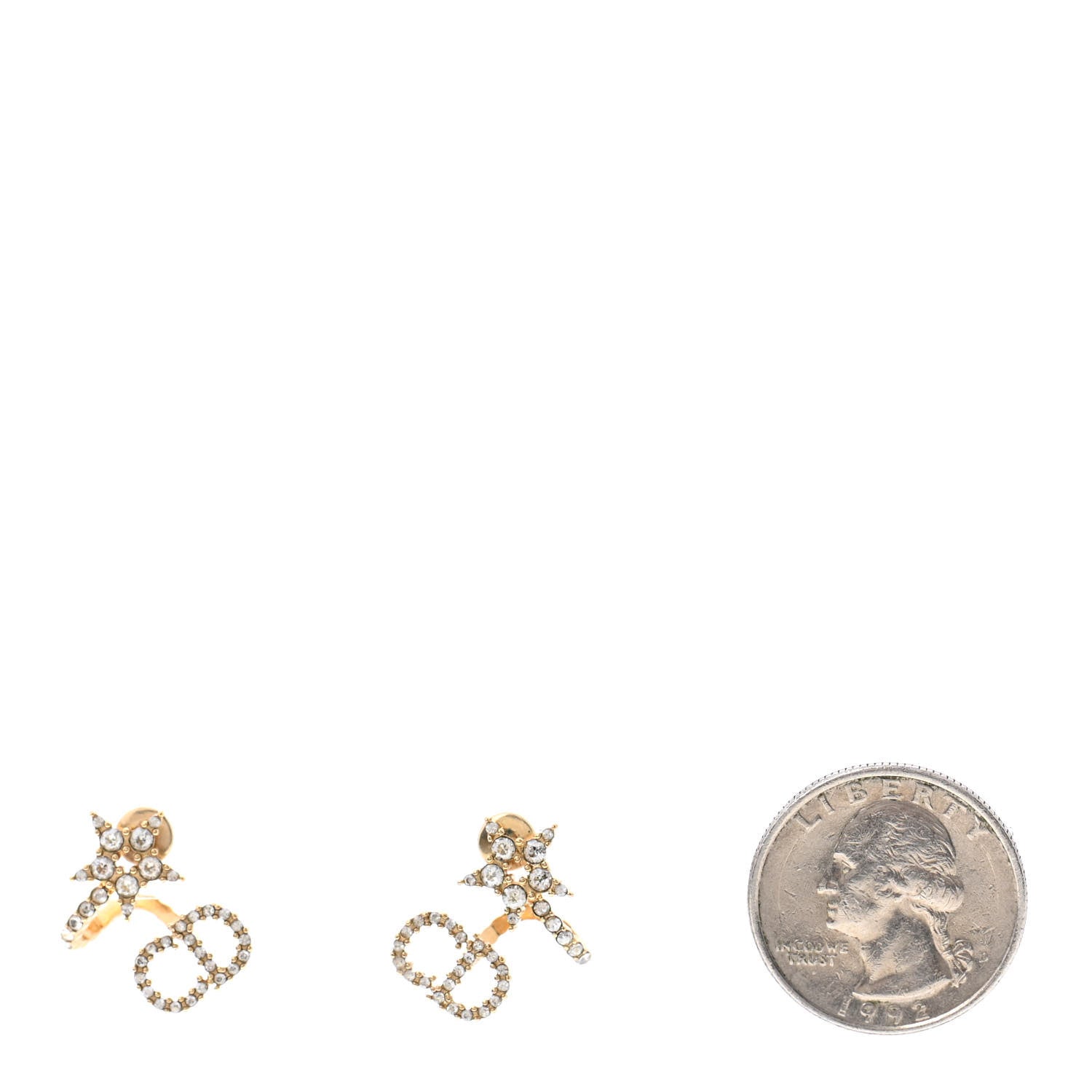 Christian Dior Crystal Clair D Lune Wrap Around Earrings Gold 2 of 4