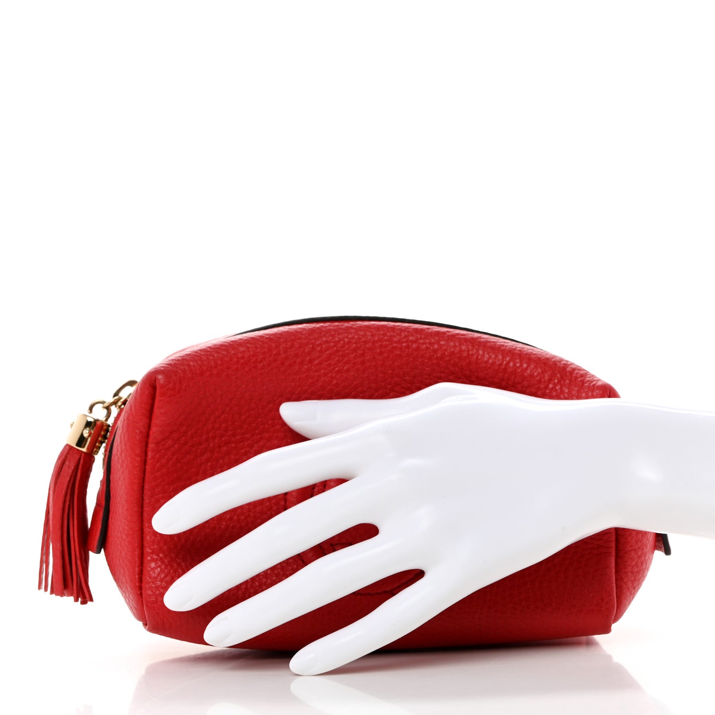Pebbled Calfskin Medium Soho Cosmetic Case Red