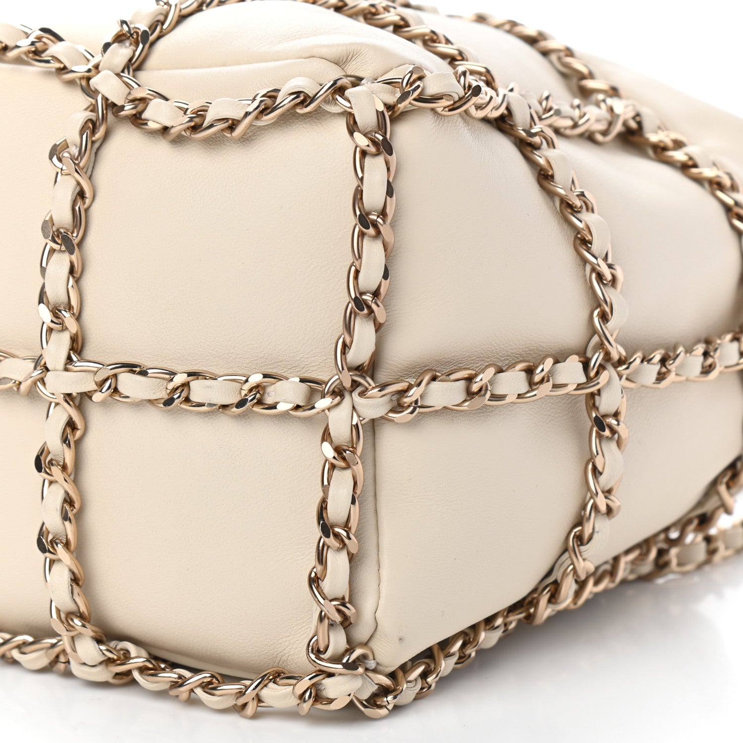 Chanel Lambskin Bucket Chain Drawstring Bag Beige 9 of 9